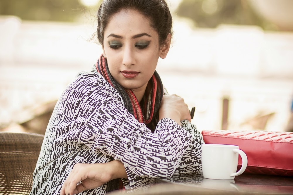 SMELL THE COFFEE STARBUCKS EDITORIAL CONCEPTUAL FASHION PHOTOGRAPHY LOOKBOOK  CONCEPTUAL BEAUTY fashion style hyderabad fashion blogger i dress for the applause naznin suhaer  WINTER VERO MODA SCARF WINGED EYES COAT