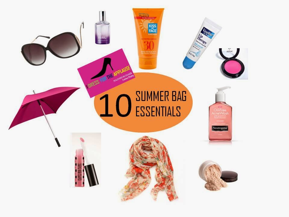 WHAT’S IN YOUR SUMMER BAG ESSENTIALS  SUNSCREEN SUNGLASSES SKINCARE BEAUTY fashion style hyderabad fashion blogger i dress for the applause naznin suhaer 