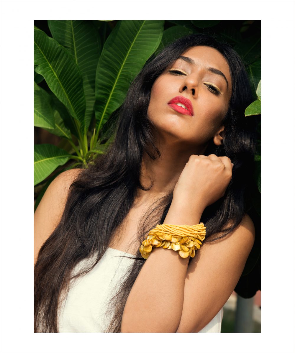 tropical rainforest exotic forest jungle beauty editorial fashion blogger hyderabad blogger Naznin Suhaer I Dress for the Applause indian blogger dusky yellow blue kajal eyeliner matte Mac cosmetics makeup Conceptual fashion photography 