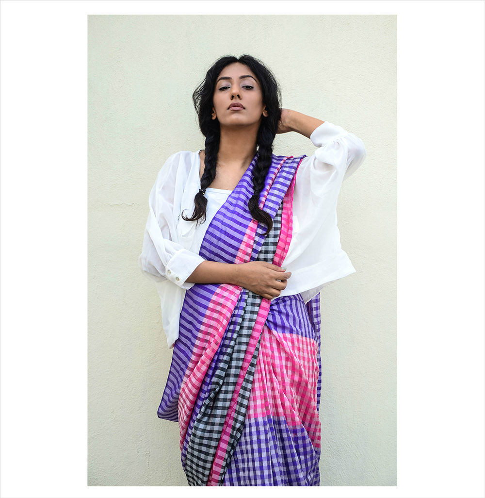 Lookbook ; Sari ; Fusionwear ; Sari with Top ; Checks; Chemistry ; Two braids ; Indian Summer ; runway inspired ; Outfit ; Hyderabad ; fashion photography ; dusk ; editorial ; strong ; Dark ; summer fashion ; summer outfit ; vintage ; spring ; summer 17; boho look ; Naznin ; Naznin Suhaer ; dusky; model ; hyderabad model ; hyderabad blogger ; indian blogger ; hyderabad fashion bloggers ; hyderabad bloggers ; hyderabad fashion blogger ; I Dress for the Applause ; 