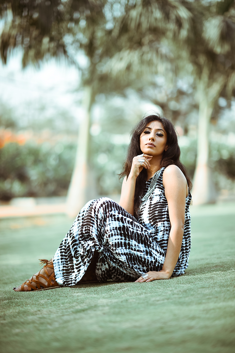 Lookbook ; Bohemian ; Dress ; Maxi ; Tie Dye ; Outfit ; Tan ; Gladiators ; Tribal Necklace ; fashion photography ; palm trees ; resort wear ; Roving Mode ; dusk ; editorial ; strong ; Dark ; summer fashion ; summer outfit ; spring ; summer 17 boho look ; Naznin ; Naznin Suhaer ; dusky; model ; indian blogger ; hyderabad fashion bloggers ; hyderabad bloggers ; hyderabad fashion blogger ; I Dress for the Applause ; 