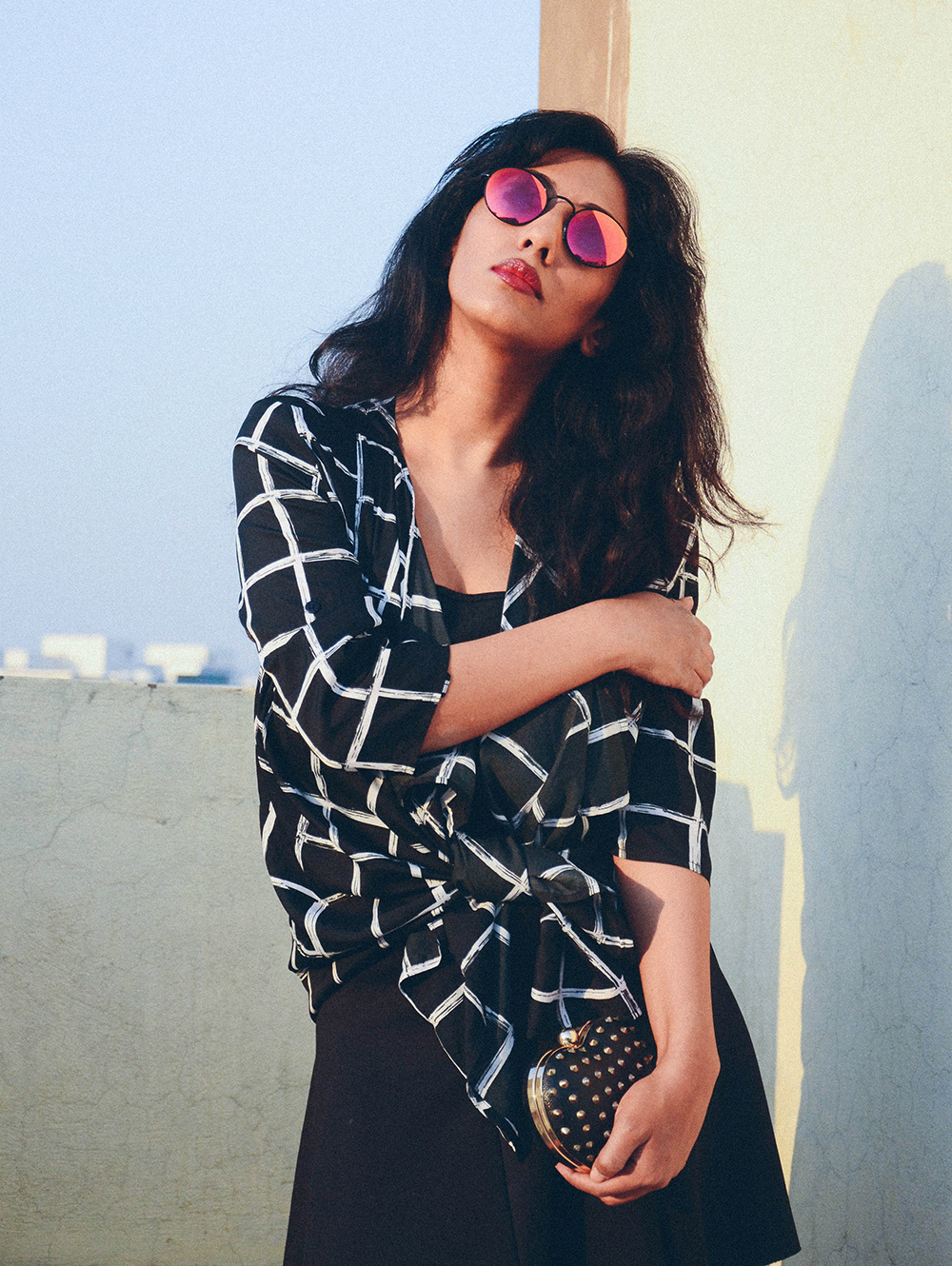 Lookbook ; The Label Life ; Black ; Summer Layering ; Checks; Tinted Glasses ; Outfit ; Lookbook ; Movie Outfit ; Hyderabad ; fashion photography ; dusk ; strong ; Dark ; summer fashion ; summer outfit ; spring ; summer 17; easy chic ; vintage ; Naznin ; Naznin Suhaer ; dusky; model ; hyderabad model ; hyderabad blogger ; indian blogger ; hyderabad fashion bloggers ; hyderabad bloggers ; hyderabad fashion blogger ; I Dress for the Applause ; 
