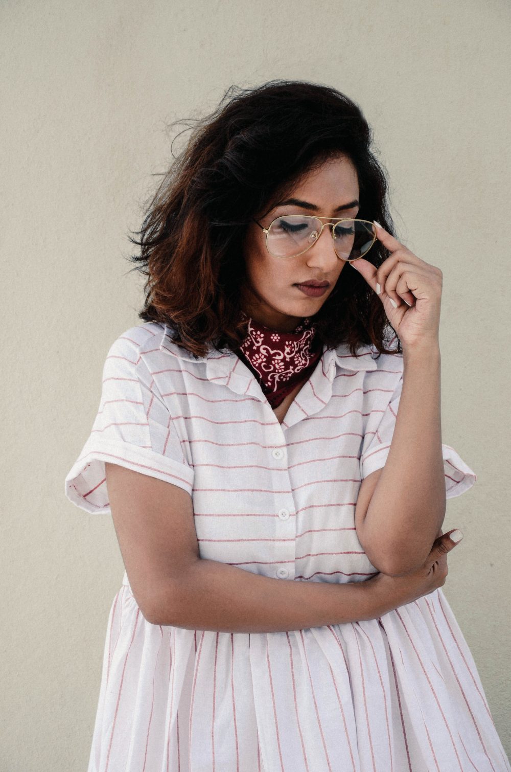 Lookbook ; Striped ; Dress ; Clear Aviators ; Outfit ; fashion photography ; Brown Lips ; New Chic ; ootd ; sneakers ; white ; street style ; neckerchief; red ; bandana ; strong ; Dark ; summer fashion ; summer outfit ; spring ; summer 17 ; Hyderabad ; Editorial ; Naznin ; Naznin Suhaer ; dusky; model ; indian blogger ; hyderabad fashion bloggers ; hyderabad bloggers ; hyderabad fashion blogger ; I Dress for the Applause ; 