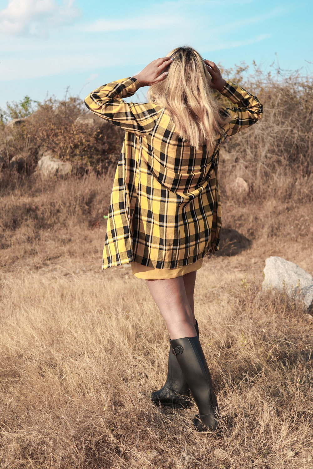 Yellow Plaid coat ; Winter Coat ; Fall Fashion ; Layering ; Blonde ; Tall boots ; Conceptual ; Winter Outfit ; Runway Fashion ; 70s fashion ; fashion photography ; ootd ; fall look ; winter Fashion ; zaful ; fall 18 ; Hyderabad ; Editorial ; Naznin ; Naznin Suhaer ; dusky; model ; indian blogger ; hyderabad fashion bloggers ; hyderabad bloggers ; hyderabad fashion blogger ; I Dress for the Applause ; 