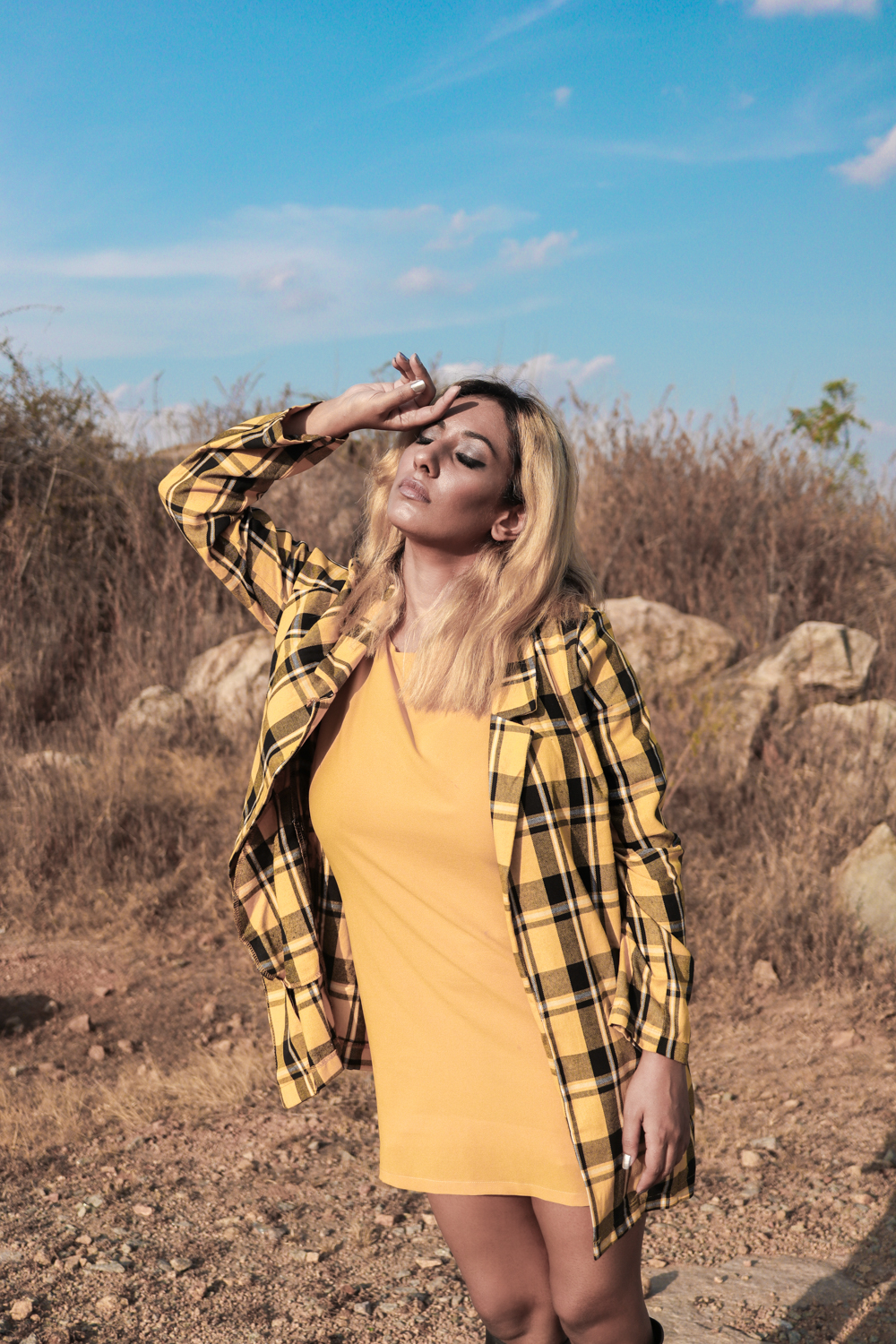 Yellow Plaid coat ; Winter Coat ; Fall Fashion ; Layering ; Blonde ; Tall boots ; Conceptual ; Winter Outfit ; Runway Fashion ; 70s fashion ; fashion photography ; ootd ; fall look ; winter Fashion ; zaful ; fall 18 ; Hyderabad ; Editorial ; Naznin ; Naznin Suhaer ; dusky; model ; indian blogger ; hyderabad fashion bloggers ; hyderabad bloggers ; hyderabad fashion blogger ; I Dress for the Applause ; 