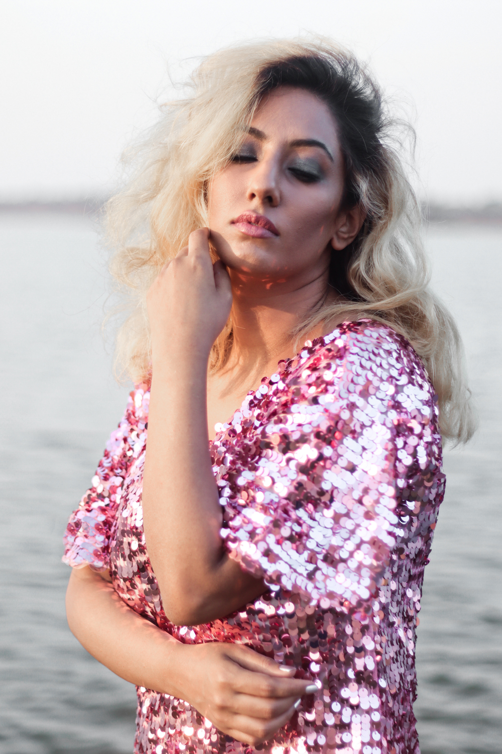 Sequin Dress ; New Year Eve Look ; Beach Party ; Beach Look ;Boho Look ; Rena Love ; Indie Fashion ; Sunset ; Bohemian ; Holiday Fashion ; Fall Fashion ; Blonde ; Beach waves ; Conceptual ; fashion photography ; ootd ; Dark ; Gyspy ; fall look ; winter Fashion ; fall 18 ; Hyderabad ; Editorial ; Naznin ; Naznin Suhaer ; dusky; model ; indian blogger ; hyderabad fashion bloggers ; hyderabad bloggers ; hyderabad fashion blogger ; I Dress for the Applause ; 