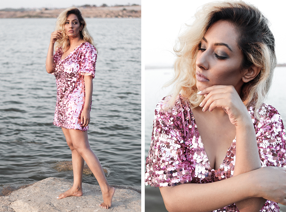 Sequin Dress ; New Year Eve Look ; Beach Party ; Beach Look ;Boho Look ; Rena Love ; Indie Fashion ; Sunset ; Bohemian ; Holiday Fashion ; Fall Fashion ; Blonde ; Beach waves ; Conceptual ; fashion photography ; ootd ; Dark ; Gyspy ; fall look ; winter Fashion ; fall 18 ; Hyderabad ; Editorial ; Naznin ; Naznin Suhaer ; dusky; model ; indian blogger ; hyderabad fashion bloggers ; hyderabad bloggers ; hyderabad fashion blogger ; I Dress for the Applause ; 